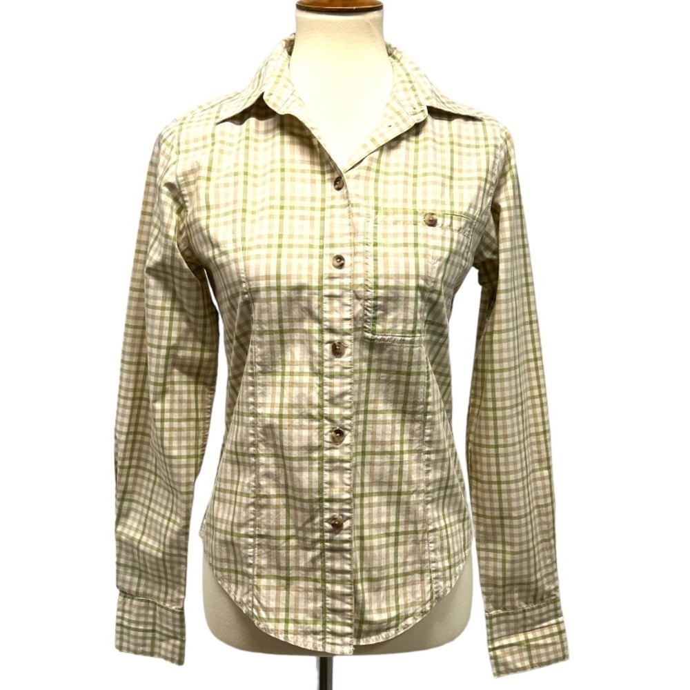 Filson Cotton Tan & Green Plaid Long Sleeve Button Front Shirt Women’s Small - Picture 12 of 12